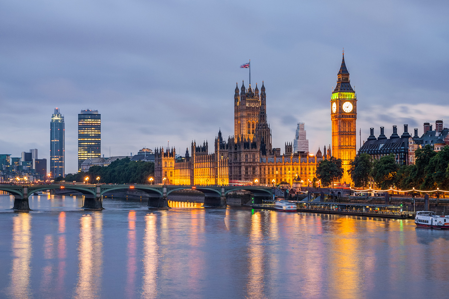 Image of the River Thames and London at night